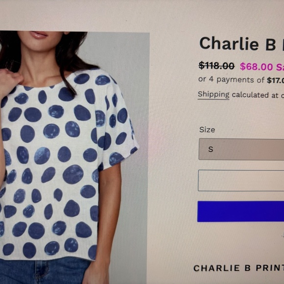 CHARLIE B Tops - Charlie B blue polka dot top worn twice!
